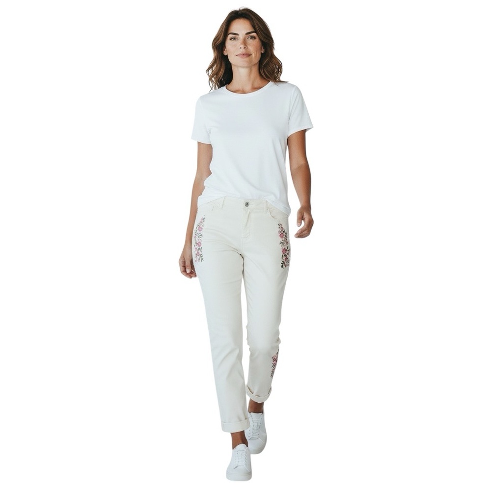 KATE & SAM Embroidered Stretch Straight-Leg Jeans Size 10 -- ALMOST NEW!!! - Picture 2 of 13